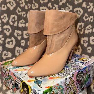 Jeffrey Campbell Rabiosa Booties in  Nude Patent/Nude Suede 😍 New & Never Worn 😍